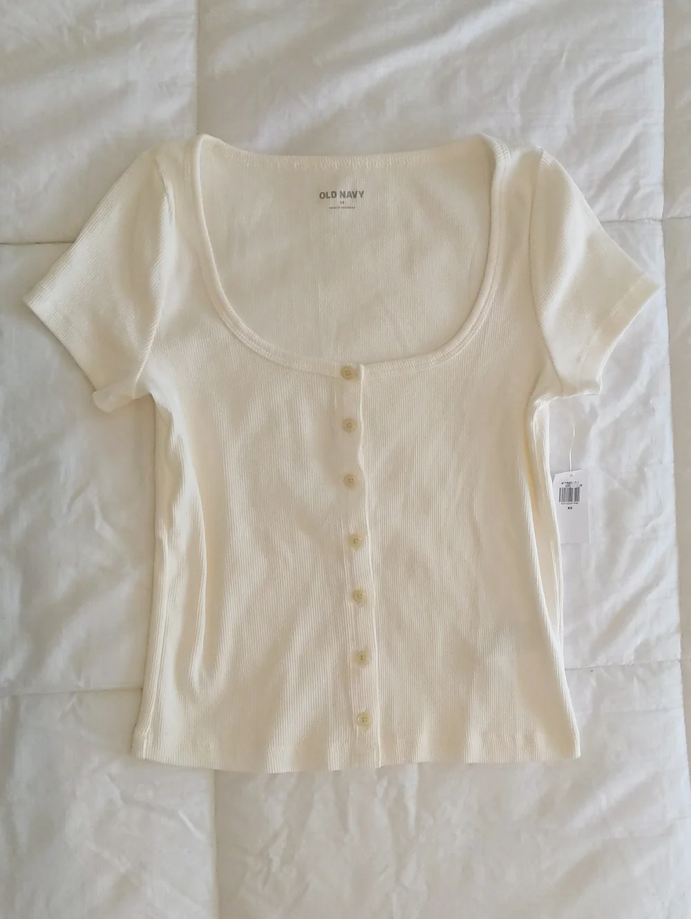 NWT Henley Scoop Neck Top Cream/Ivory XS | Soft Stretch Tee - Picture 1 of 2